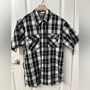 DIXXON Black White Plaid Button Down Shirt sz M Thomas Short Sleeve
